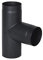 Ofenrohr Rauchrohr Kaminrohr Bogen Knie 45° 90° Doppelwandfutter Abgaswärmetauscher Radiator Wandrosette Stahlrohr Schwarz 2mm (T-Stück, 150mm)