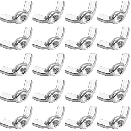 sourcing map M3 Wing Nuts, Carbon Steel Zinc Plated Fasteners Parts Hurrican Screws Hand Twist Tighten Ear Butterfly Nut, 20pcs
