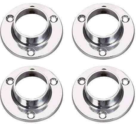 Socket End Support, 4PCS Wardrobe Rail Rod Round Tube End Flange Sockets Zinc Alloy For Display Stands/25mm
