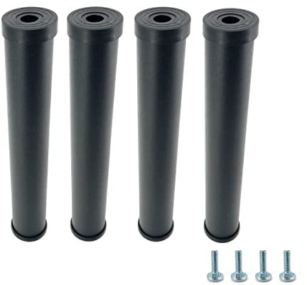 Cortassa Soluko Lot de 4 Pieds pour sommier à Lattes en Acier résistant avec Caoutchouc Anti-Rayures et Anti-Glisse (31 cm)