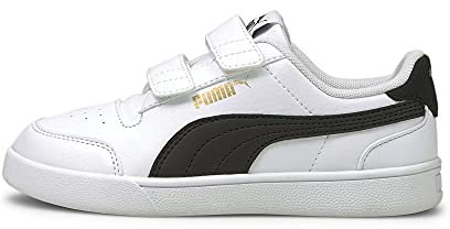 PUMA Shuffle V PS, Scarpe da Ginnastica Unisex-Adulto, White Black Team Gold, 35 EU
