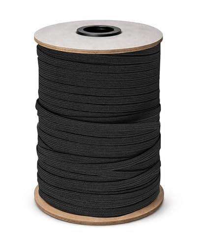 Trimming Shop 5mm Gummiband, flaches Gummiband zum Nähen und Selbermachen, elastische Stretch-Spule zum Stricken, Bekleidung, Basteln, Haarbänder, Bund, schwarzes Gummiband, 100 Meter