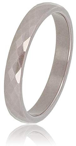 My Bendel - Keramischer Ring facettiert grau 3mm- Keramikring für Frauen - Ring ist unzerbrechlich und verfärbt sich nicht - Bleibt glänzend und krazt nicht - mit Luxuriösen Geschenkverpackung
