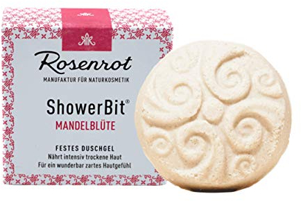 Rosenrot Naturkosmetik - ShowerBit® - festes Duschgel Mandelblüte - 55g - Nährt intensiv trockene Haut. Für ein wunderbar zartes Hautgefühl.