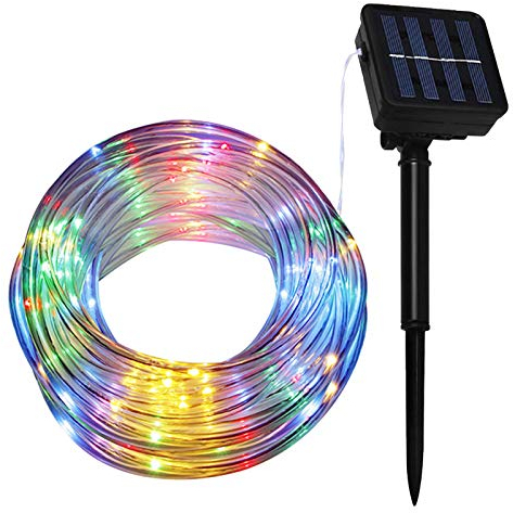 Lamker 10M 100 LED Lichterschlauch Solar Außen 8 Modi Bunt Licht Lichterketten Dimmbar Wasserdicht Lichtschläuche Lichterkette für Garten Balkon Terrasse Weihnachten Party Aussen Dekoration
