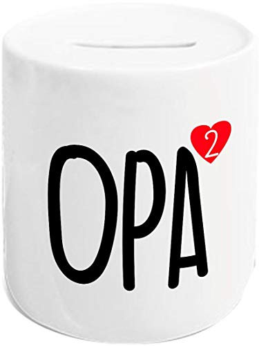 Shirtinstyle Spardose Sparschwein, Opa hoch 2, zweifacher Opa, Familie Verwandschaft, Liebe, Freude, Dankbarkeit