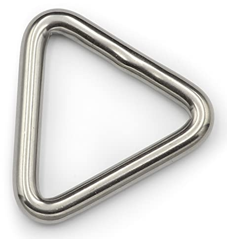 DIOS24 5 Stück Triangel Ring geschweißt, poliert 6 x 40 mm (Größe und Menge wählbar!) - Edelstahl V2A - Dreieck-Schnalle Triangel Öse Edelstahlring Deltaring
