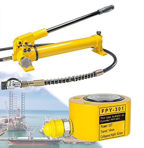 Cric Idraulico Cilindro Idraulico Manuale, Ultrasottile Martinetto Idraulico con Pompa Idraulica Manuale per Riparazione, 10T/20T/30T