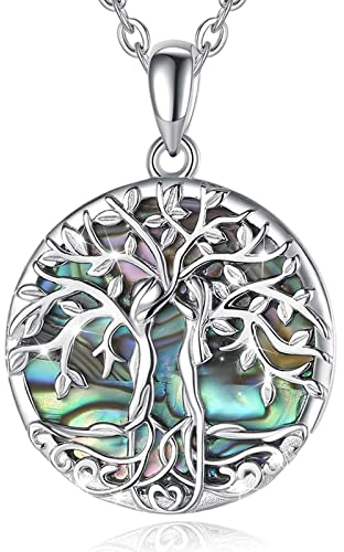 CELESTIA Zwei Schwestern Kette Damen 925 Sterling Silber Perlmutt Lebensbaum Anhänger Schwesternschaft Schmuck Geschenk für Schwestern Cousinen
