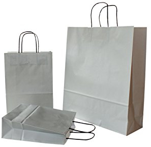 PGV Papiertragetaschen mit Kordel GRAU - Verschiedene Größen und Mengen (200 Stück, 23 + 11 x 29 cm)
