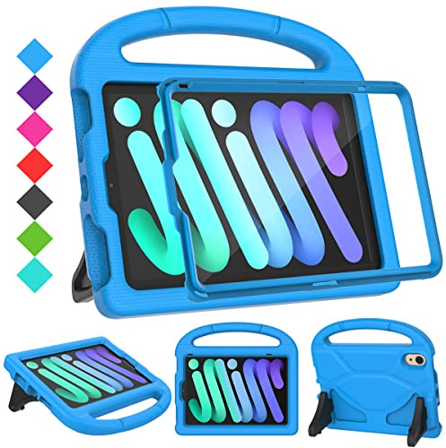 SUPLIK Custodia per bambini per iPad mini 7 (A17 Pro) 2024 e iPad mini 6 2021, iPad mini da 8,3 pollici di 6a/7a generazione con pellicola protettiva, resistente agli urti, per bambini, con supporto