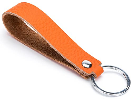 Aileder Porte-clés universel en cuir véritable pour voiture - Pour homme et femme, Orange, S