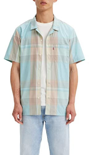 Levi's The Sunset Camp Shirt, Martin Plaid Pastel Turquoise, L Homme