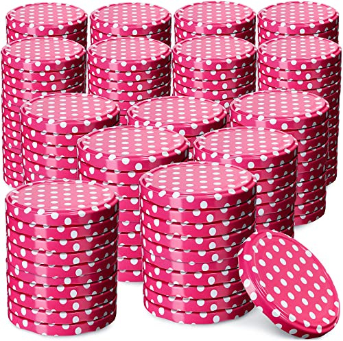 KADAX 200er Set Schraubdeckel TO66 ⌀ 66mm Rosa Gepunktet – Twist-Off Ersatzdeckel für 235-900ml Einmach- & Marmeladengläser | Luftdicht & Spülmaschinenfest