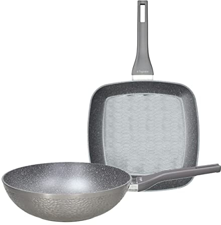 Tognana Deep Moon Set 2 pezzi, Wok 28 cm + Grill 28 x 28 cm