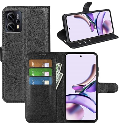 betterfon Handyhülle Kompatibel mit Motorola Moto G13 / G23 | Premium Qualität TPU Klapphülle mit Kartenfächern | Magnetverschluss Handyhülle | Schwarz