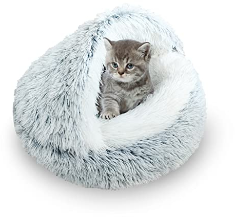 SUOXU Cama para gatitos,cama de cueva para gatos de interior de menos de 3 kg,cálida y acogedora cama de felpa suave para cachorros,parte inferior antideslizante para gatos y perros de tamaño de palma