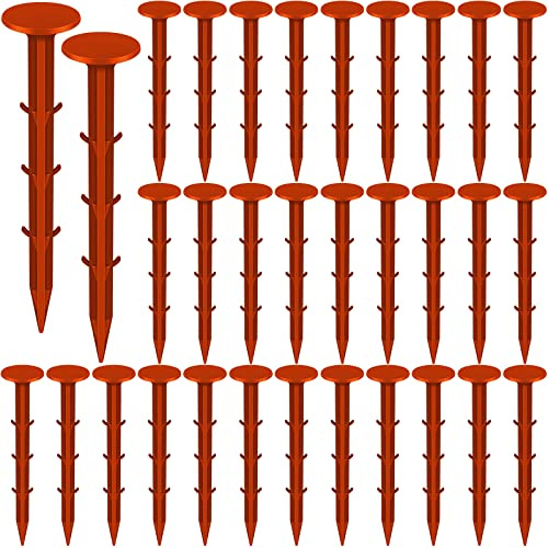 32 Stück Gartenpfähle, Vermessungsmarker, niedriges Profil, Kunststoff, Grundstückslinienmarker, Anker, Spikes, 16,3 cm, für Pflastersteine, Landschaft, Stoff, Rasenkanten, Planen, Unkrautbarrieren