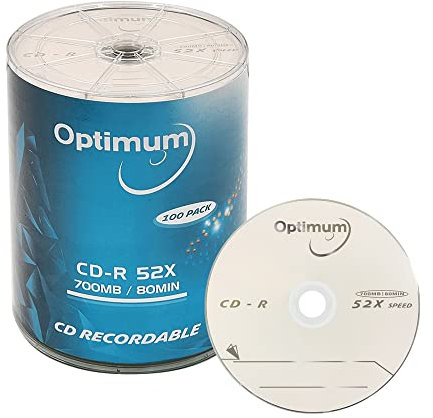 OPTIMUM CD-R 700MB 52X Logo Top Recordable Media 100 Discs (no Container) FFP A20-31-817-BX