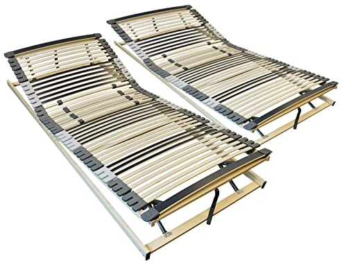 AM Qualitätsmatratzen 7 Zonen Lattenrost 160x200 verstellbar mit 44 Federleisten - Made in Germany - Verstellbarer Lattenrost Size - Kopf und Fußteil - Holmabsenkung für Schulter und Becken 2er Ser