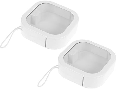 Operitacx 2 Stück Tragbare Haargummi-Organizer Boxen, Kleine Aufbewahrungsbox Für Haargummis, Schmuck, Haarspangen, Wattestäbchen, 9,5 X 9,5 X 3 Cm, Weiß