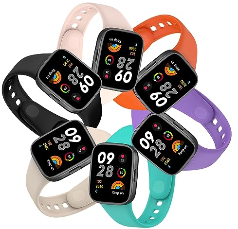BDIG Pack of 6 Sports Bracelets Compatible with Xiaomi Redmi Watch 3, Soft Silicone Replacement Strap for Men and Women