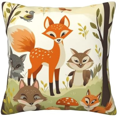 RLDOBOFE Housse de coussin carrée avec imprimé animal de la forêt, housse de coussin douce pour décoration d'intérieur, salon, lit, canapé, voiture, 40,6 x 40,6 cm