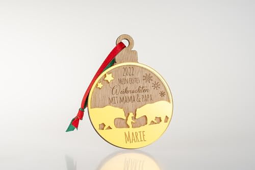 Mein erstes Weihnachten Anhänger personalisiert | Weihnachtskugel Bär | Weihnachtsanhänger | Weihnachtsdeko | Christbaumschmuck