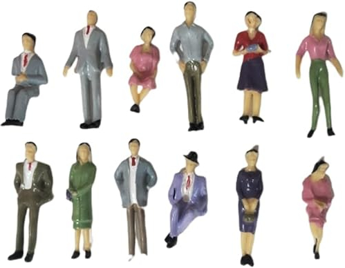 YUETTYY Modellino dipinto, 50 pezzi, in scala 1:32, seduti in piedi, modellini di persone, treno, persone, passeggeri, modellini in plastica per scene in miniatura, micro paesaggio