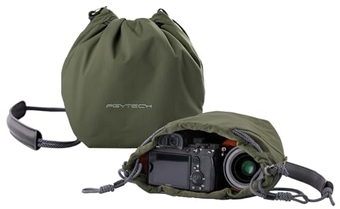 PGYTECH OneGo Borsa a Tracolla per Fotocamera con Coulisse, Custodia Morbida Compatibile con Fotocamere Mirrorless Nikon/Canon/Sony/Fuji/Action, Verde