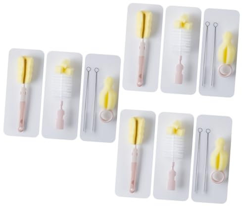 NIYANGLE 3ensembles Brosse De Nettoyage pour Biberons avec Long Manche Et Accessoires De Nettoyage pour Tétines Ensemble De Brosses pour Biberons pour Utile pour Éliminer Résidus