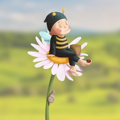 TinyFoxes Fensterbild Bummelhummel - frühlingshafte Fensterdeko für das Kinderzimmer - statisch und wiederverwendbar - handgezeichnet von Kristin Franke