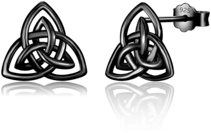 FAOMZQ Keltischer Knoten Ohrringe Schwarz, Ohrringe Schwarz Herren, Keltischer Ohrstecker Herren, Ewiger Knoten Geschenke für Frauen Damen Herren Männer