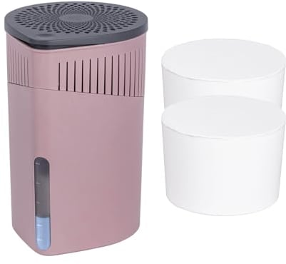 WENKO Raumentfeuchter Drop Set, Luftentfeuchter mit 2 x 1 kg Granulat-Block, Ø 15x23 cm, Rosa