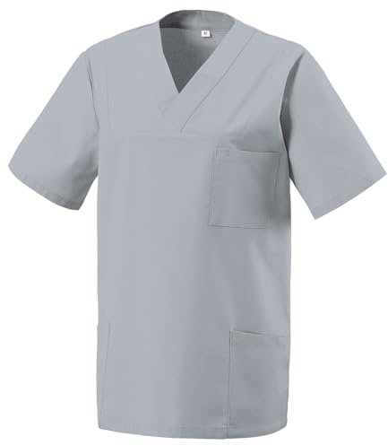 EXNER Medizinischer Schlupf-Kasack, OP-Kasack, Unisex, für Krankenpflege, Altenpflege, Farbe Silbergrau, Größe S