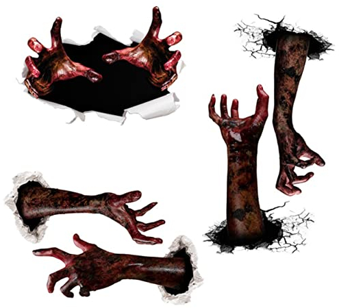 KONTONTY Wandaufkleber Halloween Mit Geisterhänden Horror Graffiti Aufkleber Entfernbarer Pvc Wandtattoo Für Fenster Zuhause Büro