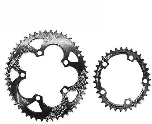 QAINKUN Platos para Bicicletas Plato Doble 110bcd Plato Redondo Ovalado for Bicicleta de Carretera 2X 50t 35t 34t 52t 36t 53t 39t Gravel Bicicleta Narrow Wide Plato(Color:Oval Black 50-35T)