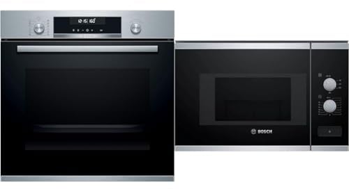 Bosch Serie 4 HBA534BR0 four Four électrique 71 L Acier inoxydable A - Fours & BFL520MS0 Série 4 - Micro-ondes intégrable, 60 x 38 cm, 21 litres, Inox