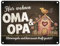 Hier wohnen Oma und Opa - Metallschild in 15x20 cm - Elternregeln außer Kraft Ein Zuhause für Großeltern Dunkle Töne für eine elegante Note