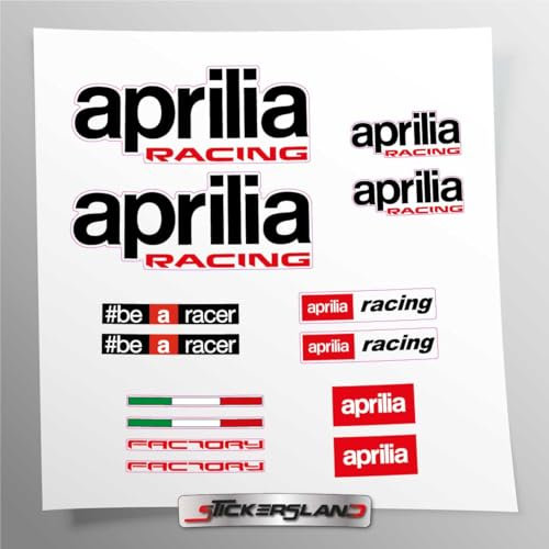 Kit adesivi compatibile con serbatoio e casco moto racing factory NERO | Base Vinile Trasparente FACILE APPLICAZIONE Stampa UV | scritte loghi | Stickersland® - Aprili