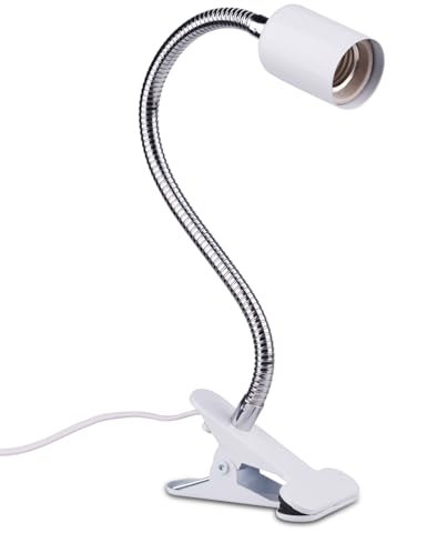 Lampenfassung E27 Klemmbar mit Schalter & Kabel für Schildkröten, max. 150W, Fassung Terrarium AC 220V, Keramikfassung E27 mit Klemme für Schildkröte Reptilien Wärmelampe, Weiß(ohne Glühbirne)