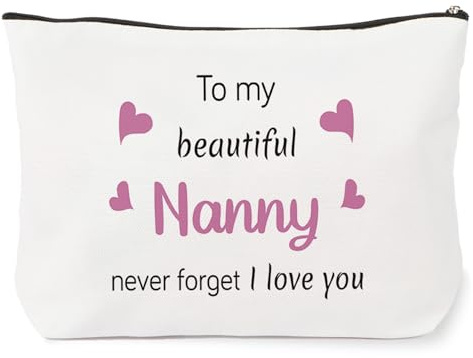 Nanny-Geschenke, Geburtstagsgeschenke, Kindermädchen-Geschenke von Enkelkindern, Make-up-Tasche, Geschenk für Kindermädchen zu Weihnachten, weiß, To my beautiful Nanny