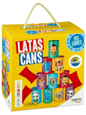 Cayro - Latas - Juego de Lanzamiento de Latas y Sacos - Derriba la Torre - Juego Niños - Regalo de Cumpleaños - Diversión - De 3-99 Años - + 2 Jugadores