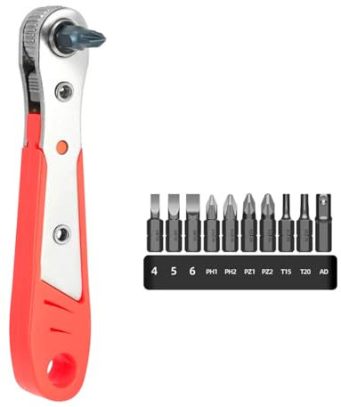 Mokaskaidj Chiave a Cricchetto 110mm, Mini Cacciavite a Cricchetto 1/4 Mini Cacciaviti Magnetica con 10 Pz Cacciavite, Cacciavite Magnetico a Cricchetto Chiave Cricchetto Doppia