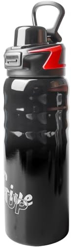 Gourde de vélo en acier inoxydable 800 ml, isolée en acier inoxydable, avec paille, sans bisphénol A, anti-fuite, pour le sport, les voyages, le camping (noir)