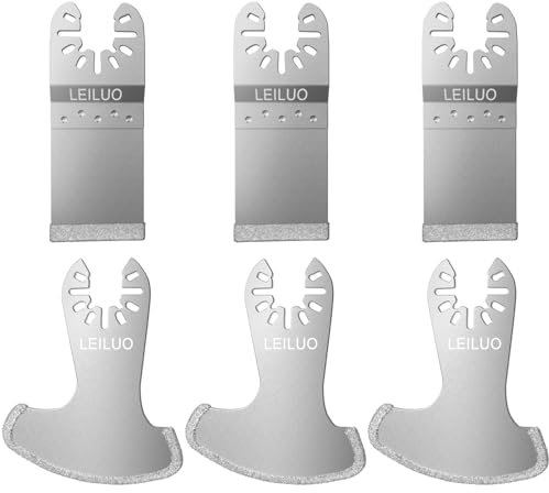 Strumento oscillante diamantato, strumento multifunzione, set di 6 lame per la rimozione di fughe per piastrelle, lame compatibili con DeWalt Makita Einhell e molti altri