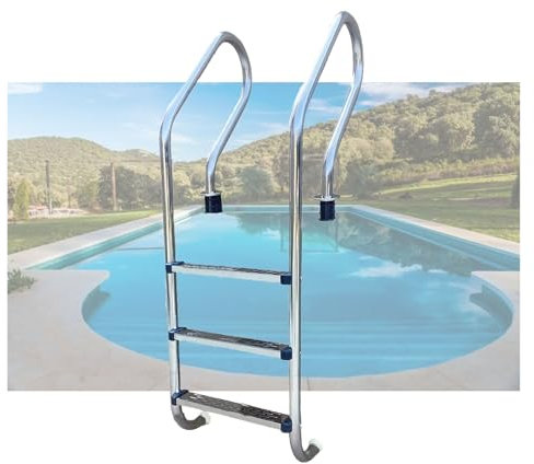 BZJPRFC Scaletta for Piscina,Scaletta for Piscina Interrata in Acciaio Inox, Gradini Resistenti Antiscivolo, for Piscina, Palestra E Interrata, Portata 250 kg(3 Steps)
