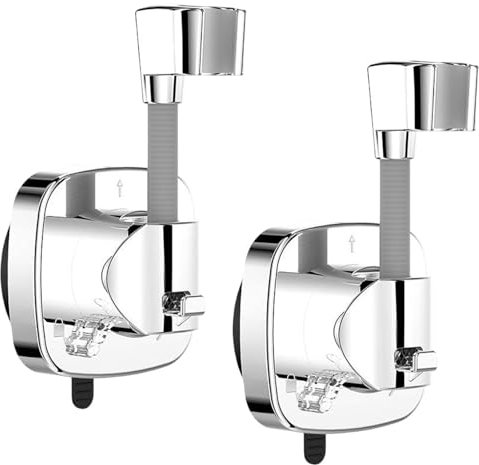 2er Set Duschkopfhalterung ohne Bohren – 360° verstellbare Duschhalterung mit starkem Saugnapf, Handbrause Halterung, Duschbrause Halterung, Dusche Halterung für Duschkopf, wiederverwendbar, Chrom