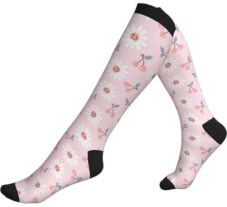 Chaussettes De Course Jolie Marguerite Roses Aux Baies Chaudes Soquettes Agrèable Mid-Cut Socks Pour Basketball Trekking Cyclisme 8.5X40Cm