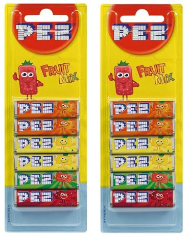 Refill Sweets Packs Assorted Flavours - Compatible with PEZ Candy Dispensers 2 x 6 Packs (Fruit Mix)